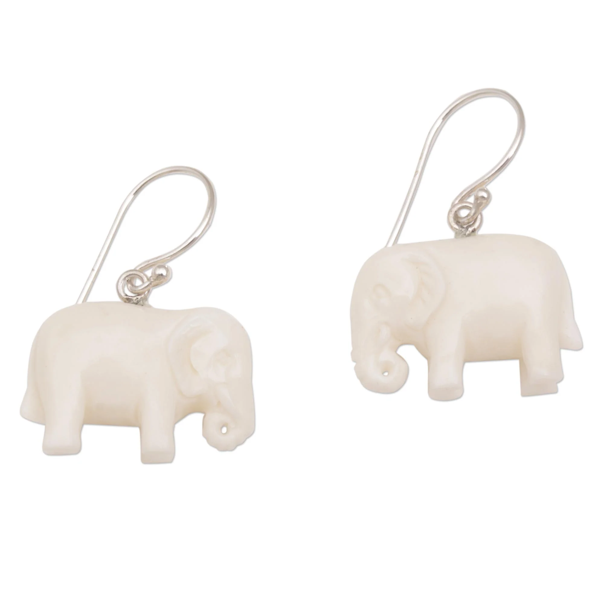 White Elephant Luck Dangle Earrings - Image 2