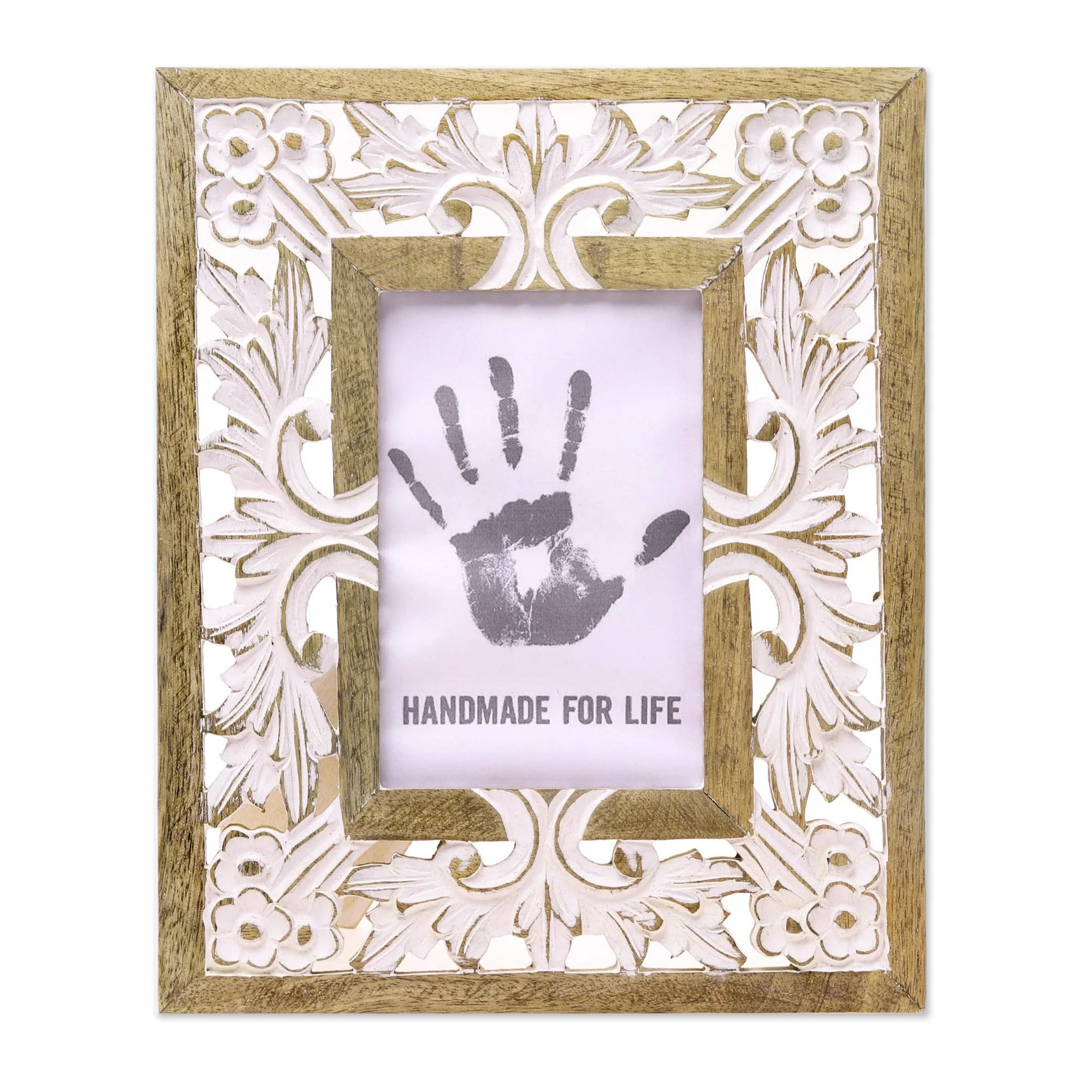 White Garden Mango Wood Photo Frame Crafted in India (4x6) - Image 2