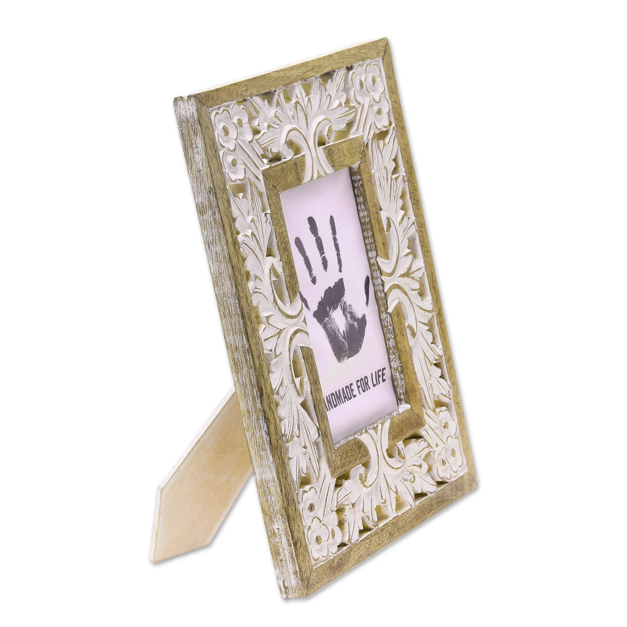 White Garden Mango Wood Photo Frame Crafted in India (4x6) - Image 4