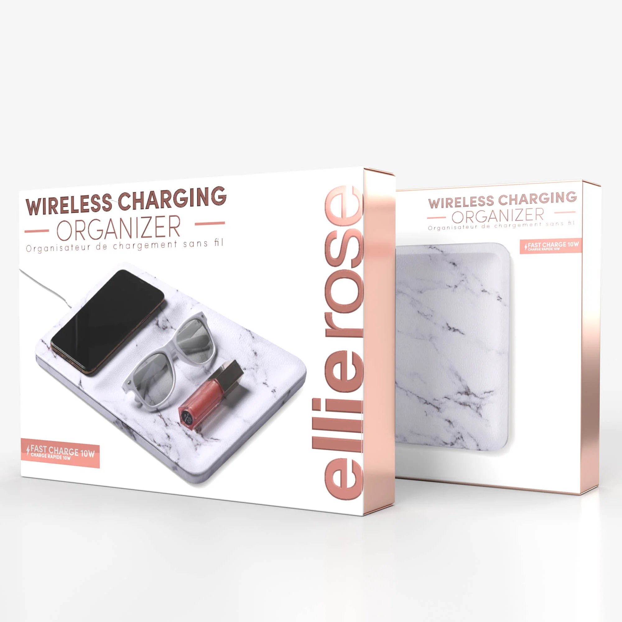White Marble Wireless Charging Organizer - Image 2