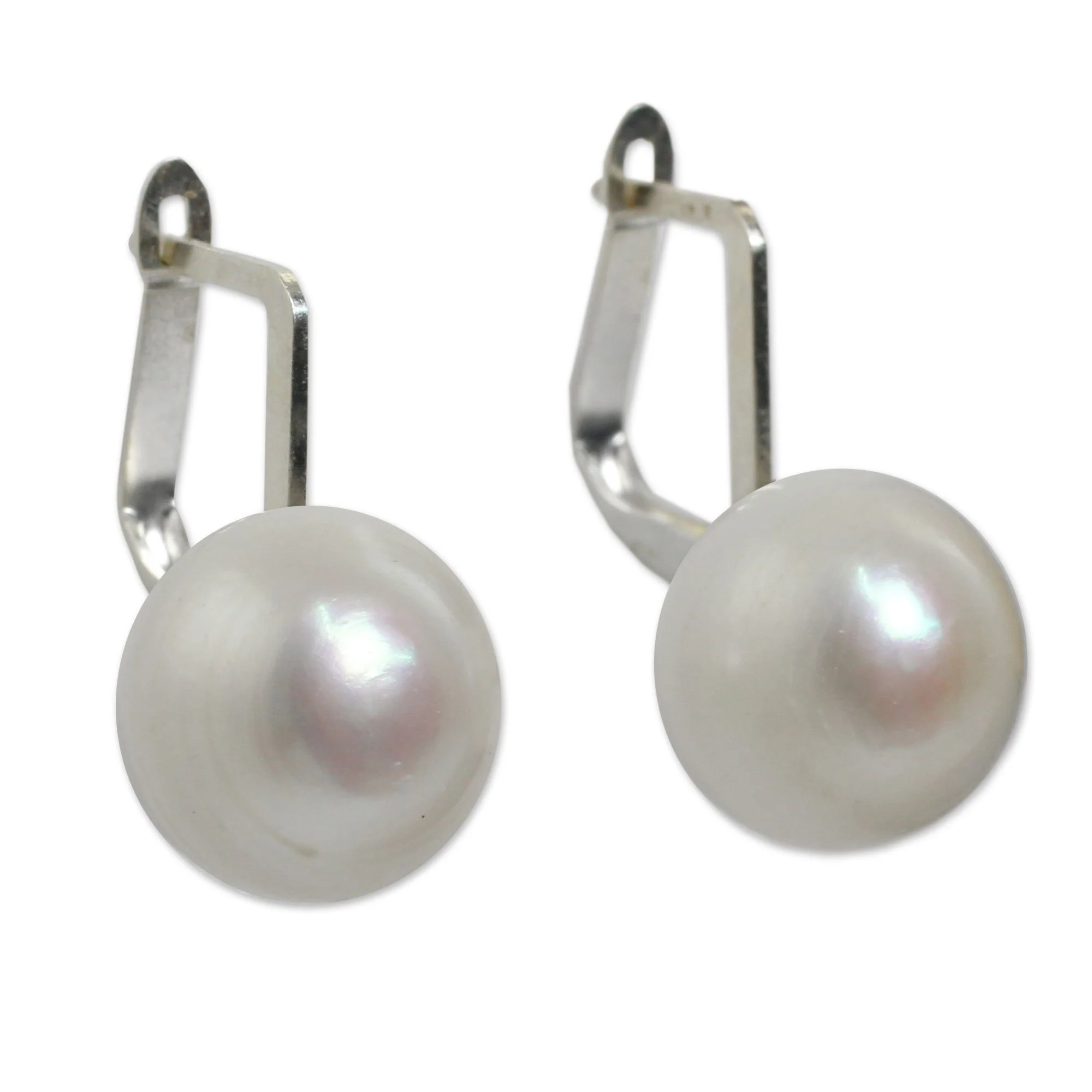 White Pearl Drop Earrings - Image 2