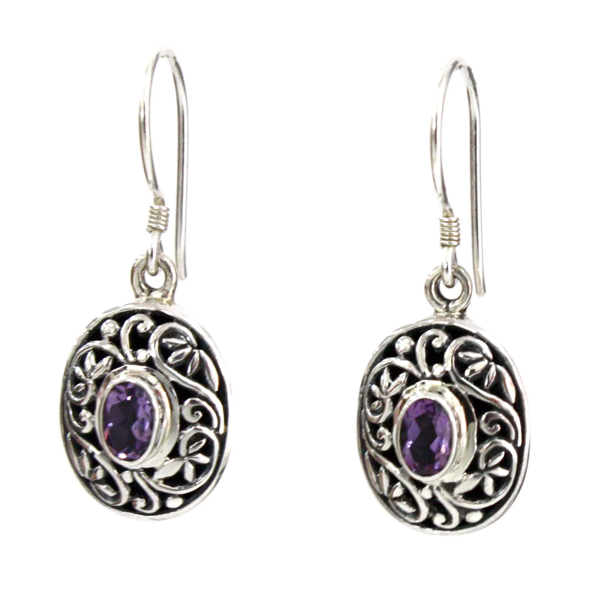 Wild Beauty Sterling Silver Amethyst Dangle Earrings - Image 2