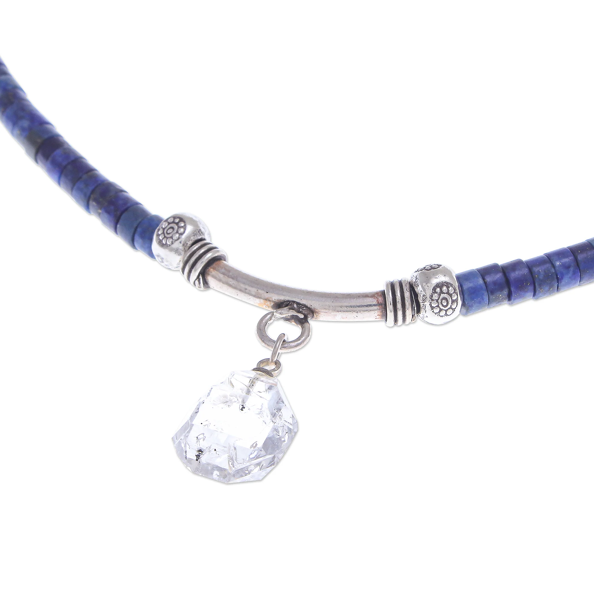 Wild Moon Handmade Clear Quartz and Lapis Lazuli Pendant Necklace - Image 5