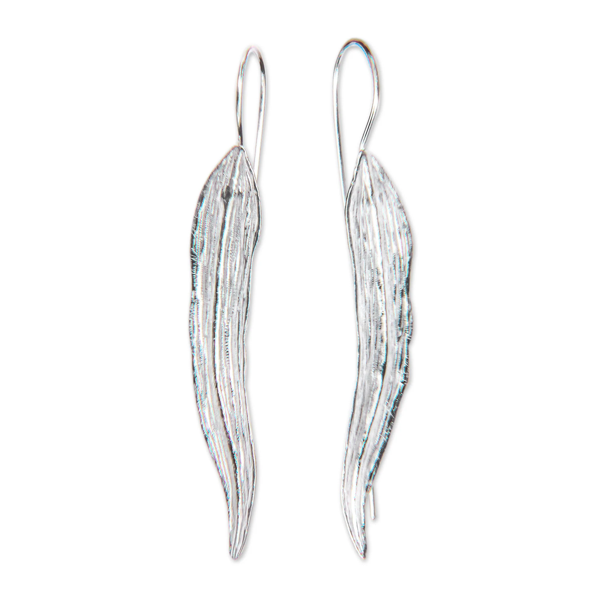 Willow Leaf Silver Drop Earrings - Image 2