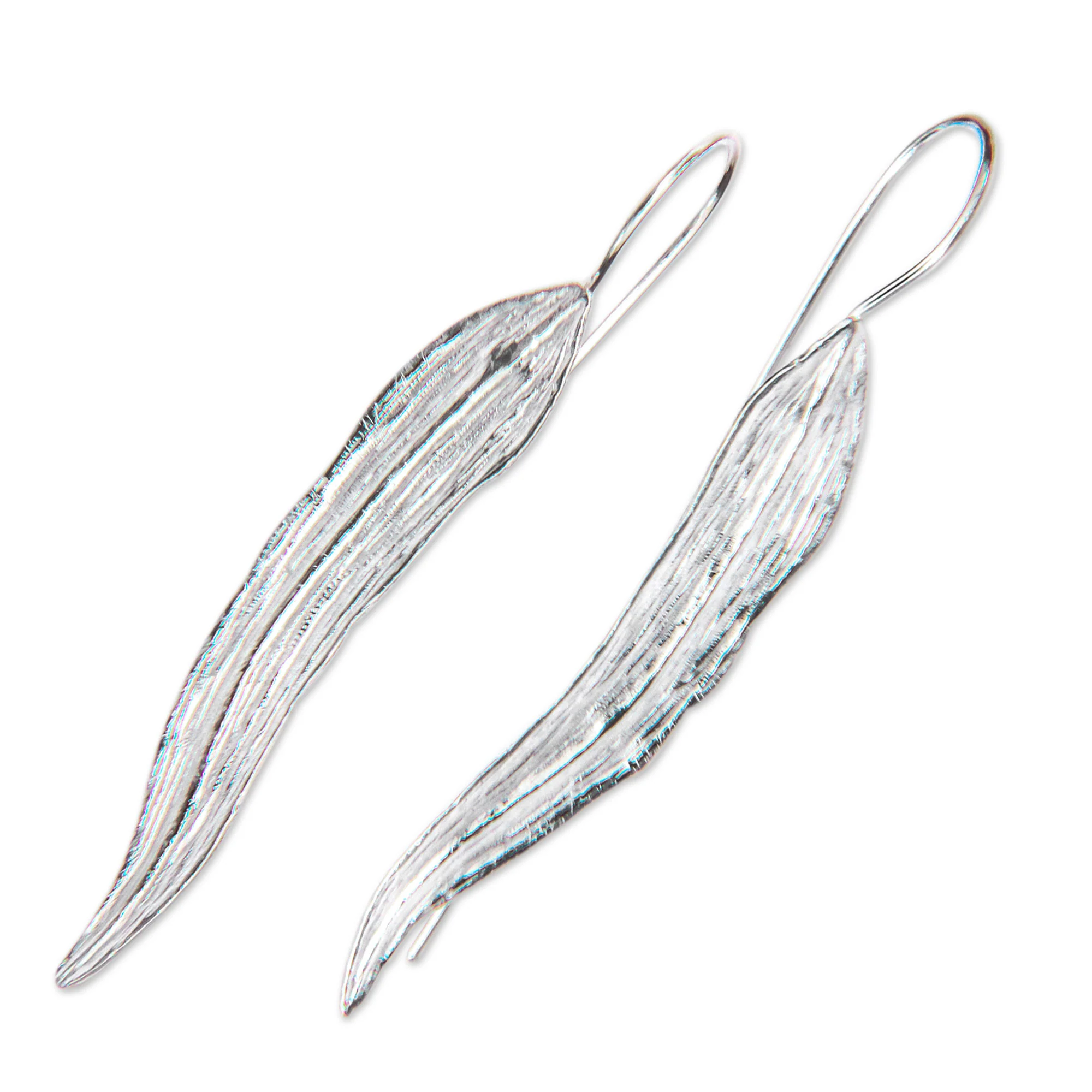 Willow Leaf Silver Drop Earrings - Image 3