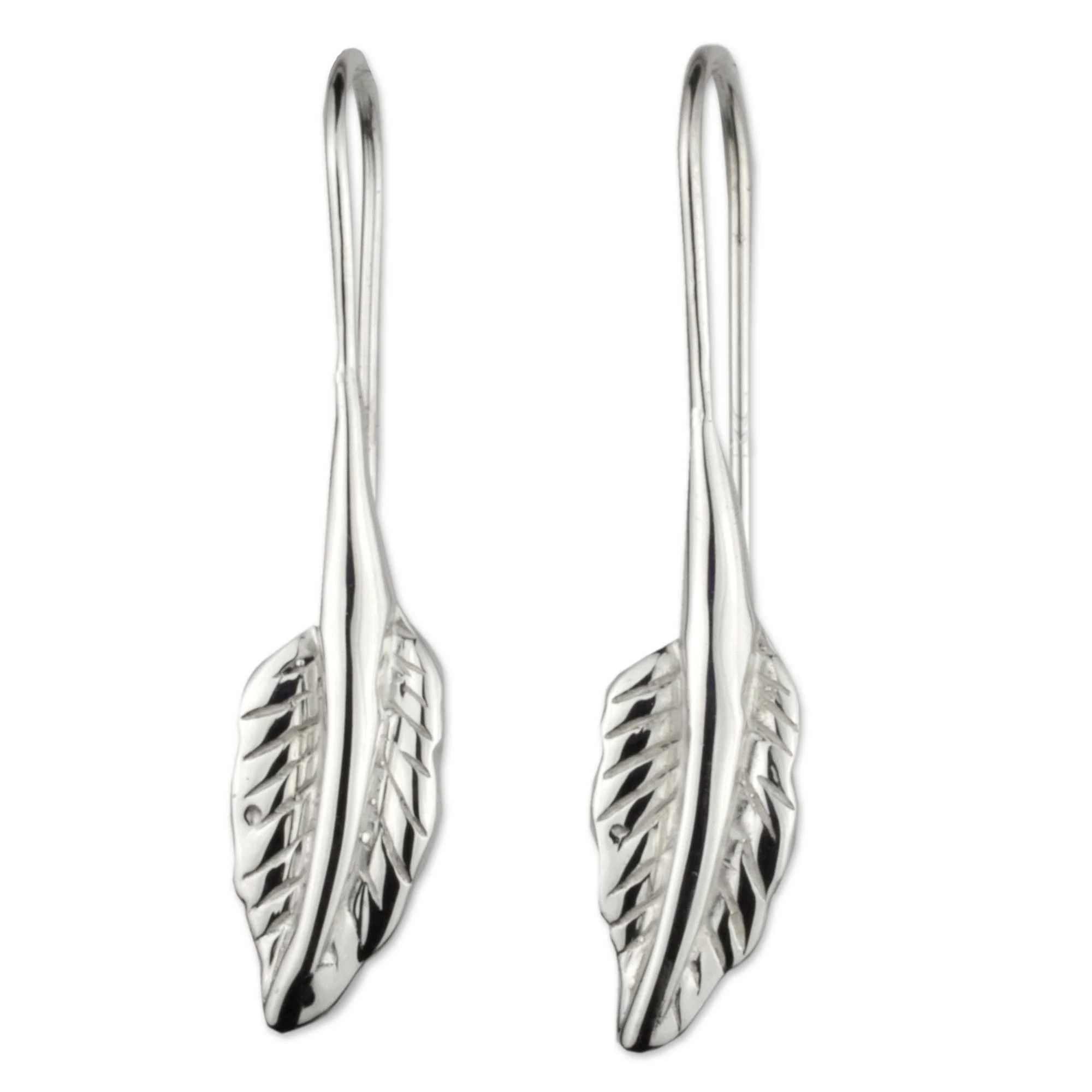 Windblown Leaf Artisan Crafted Mexican Silver Leaf Theme Earrings - Image 2