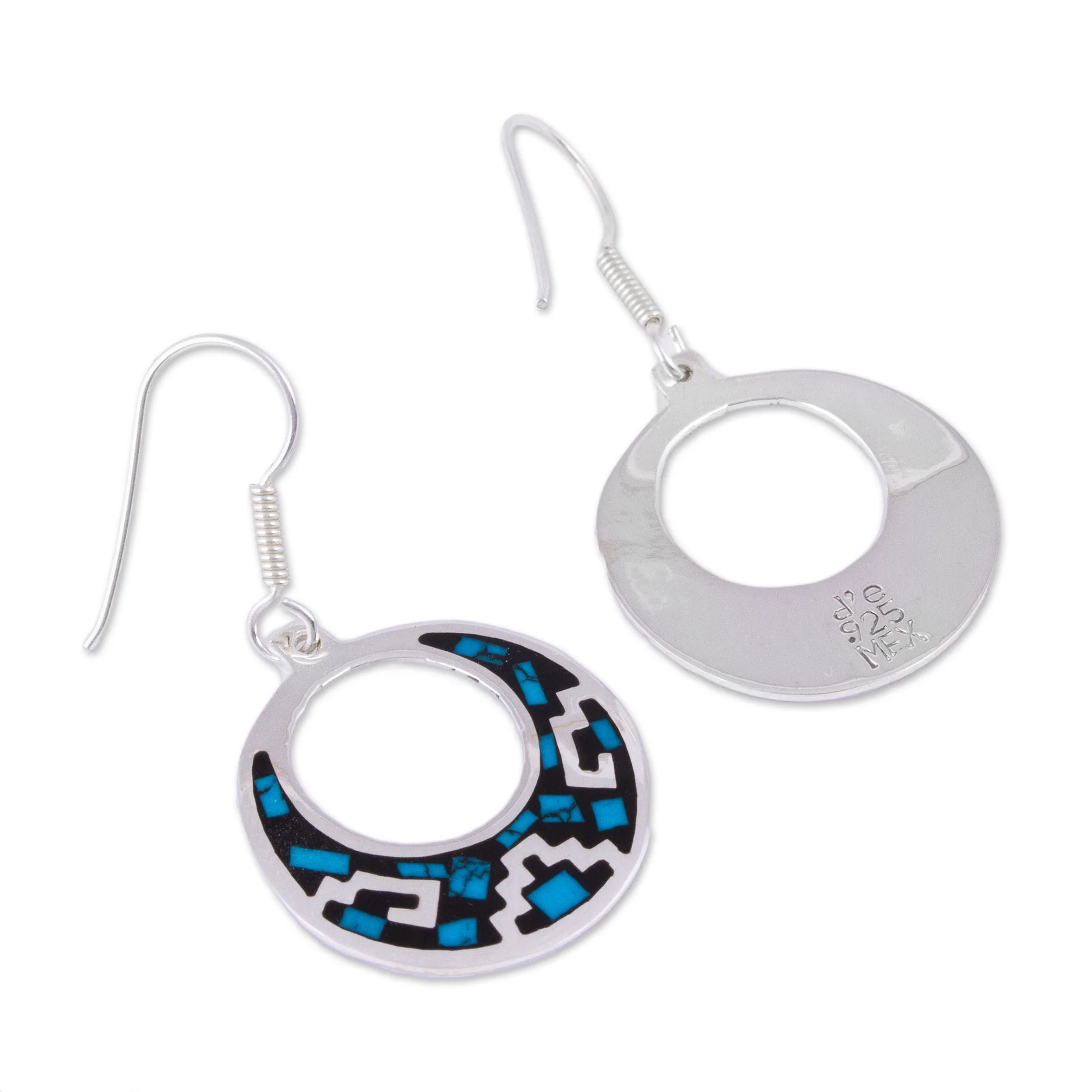 Windows of History Geometric Turquoise Dangle Earrings from Mexico - Image 5