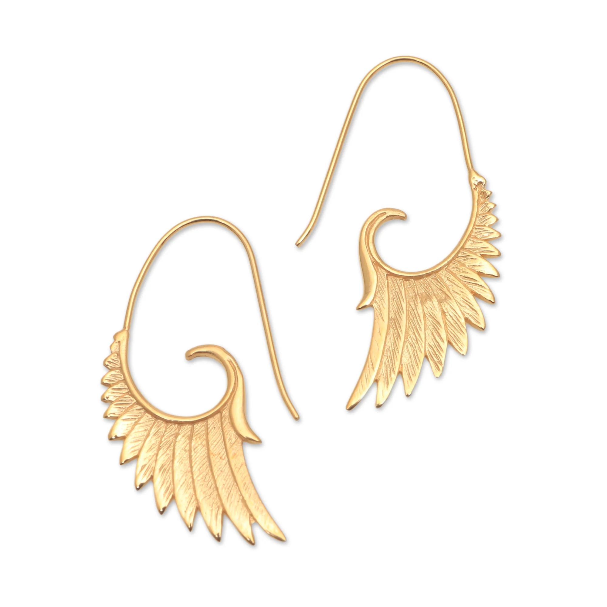 Wings at Dawn 18k Gold Plated Sterling Silver Wing Half-Hoop Earrings - Image 2