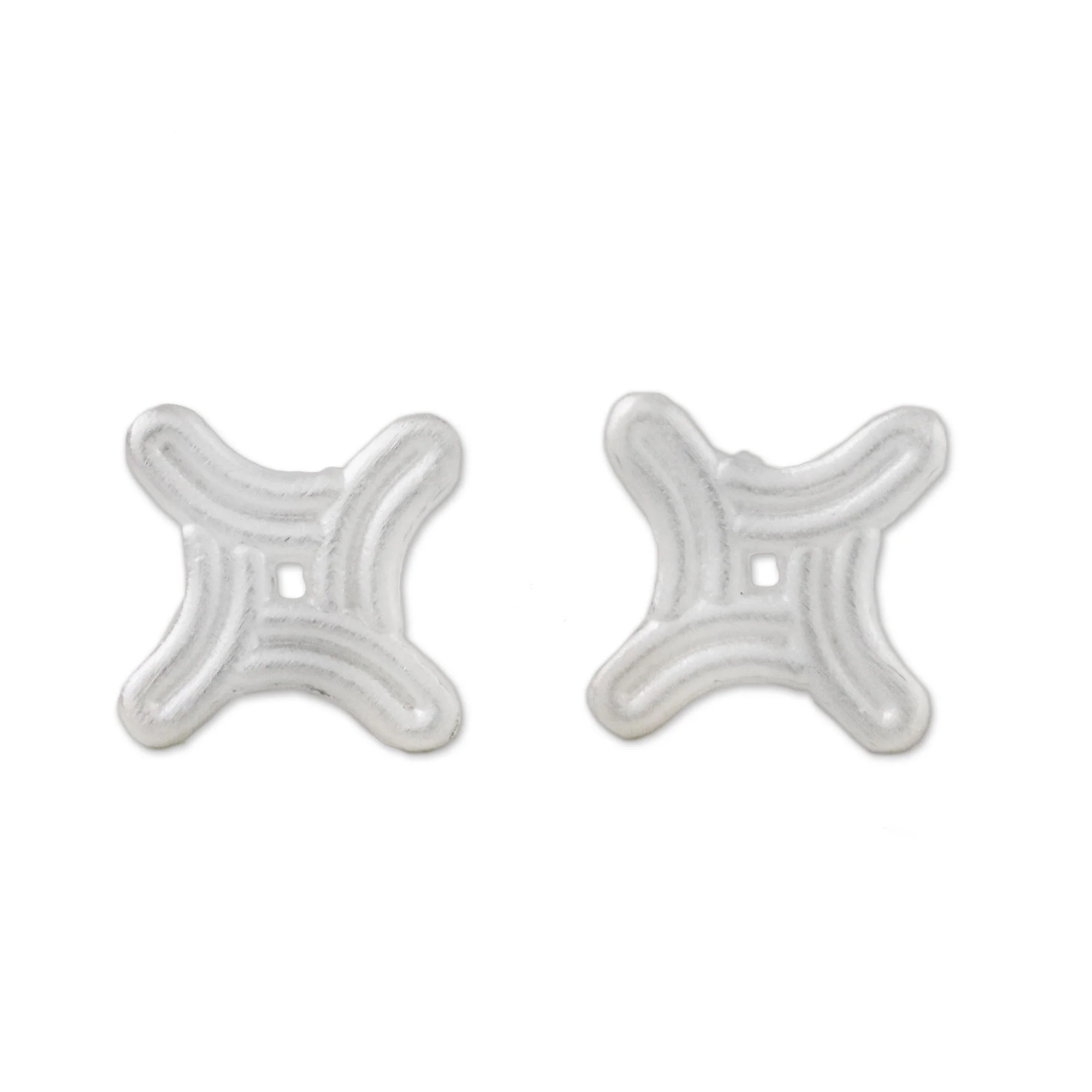 Winking Star Curved Four-Sided Star Sterling Silver Stud Earrings - Image 2