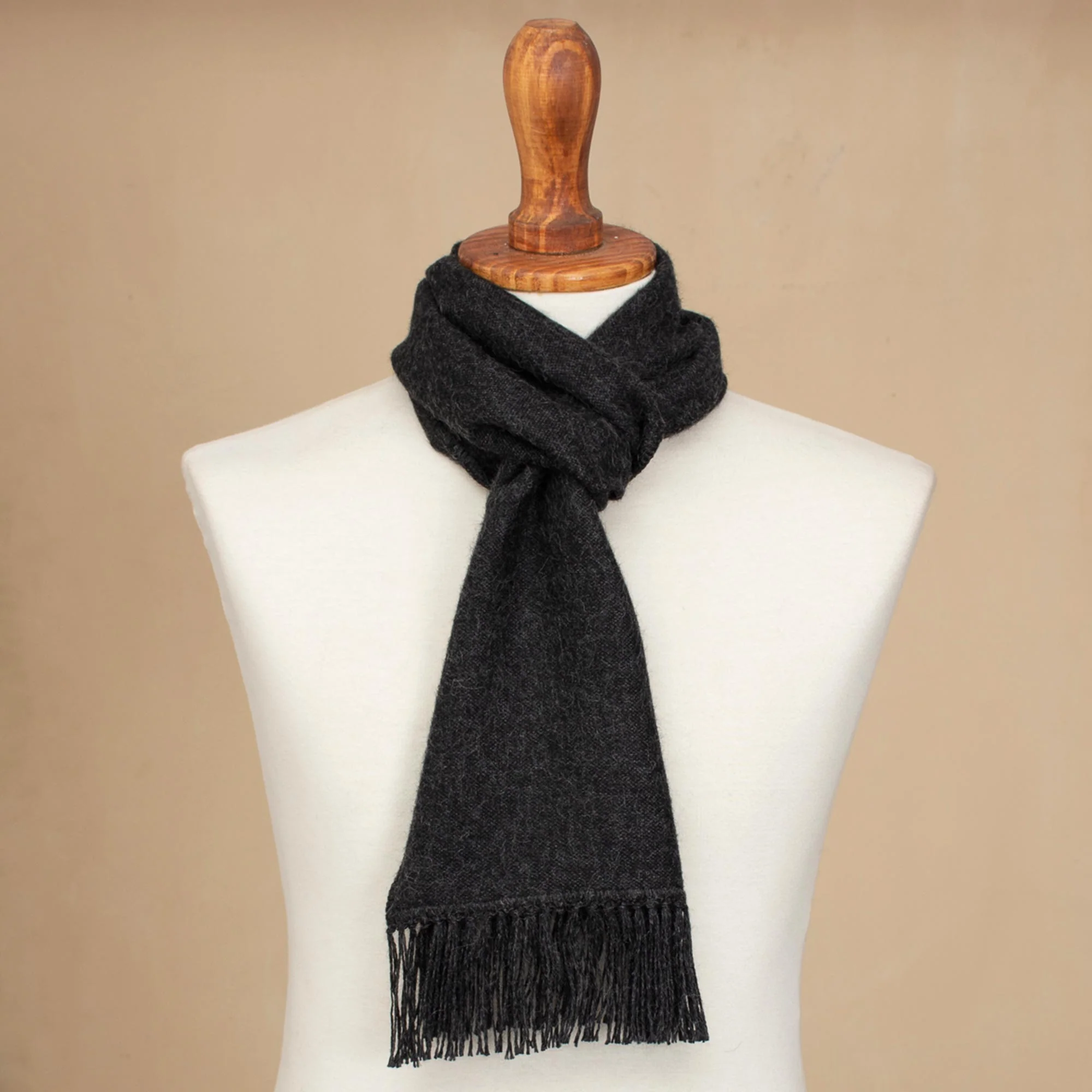 Winter Chic in Graphite Grey Alpaca Blend Scarf - Image 3
