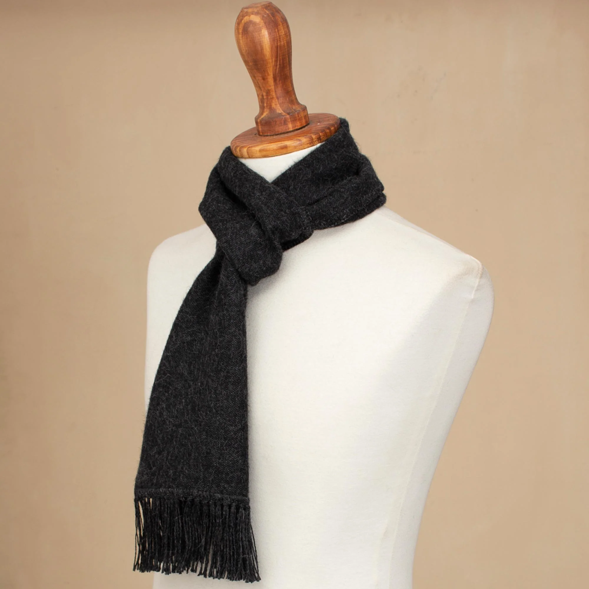 Winter Chic in Graphite Grey Alpaca Blend Scarf - Image 4