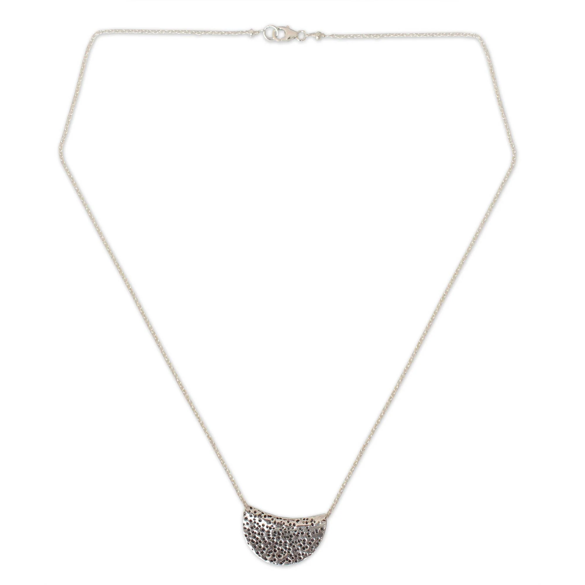Wishing Moon Hand Crafted Silver Pendant Necklace - Image 2
