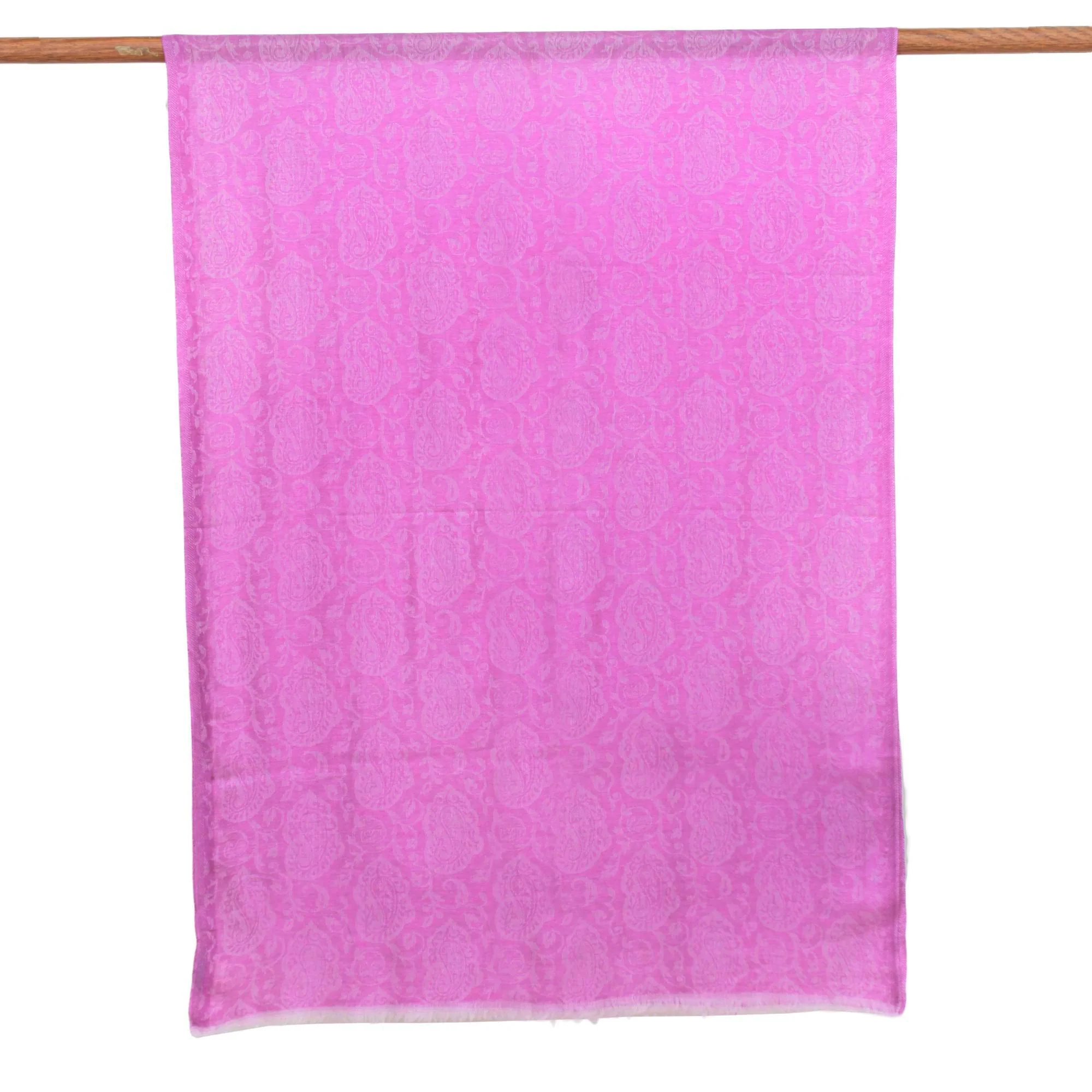 Wisteria Paisley Woven Wool Shawl with Paisley Motifs in Wisteria from India - Image 5