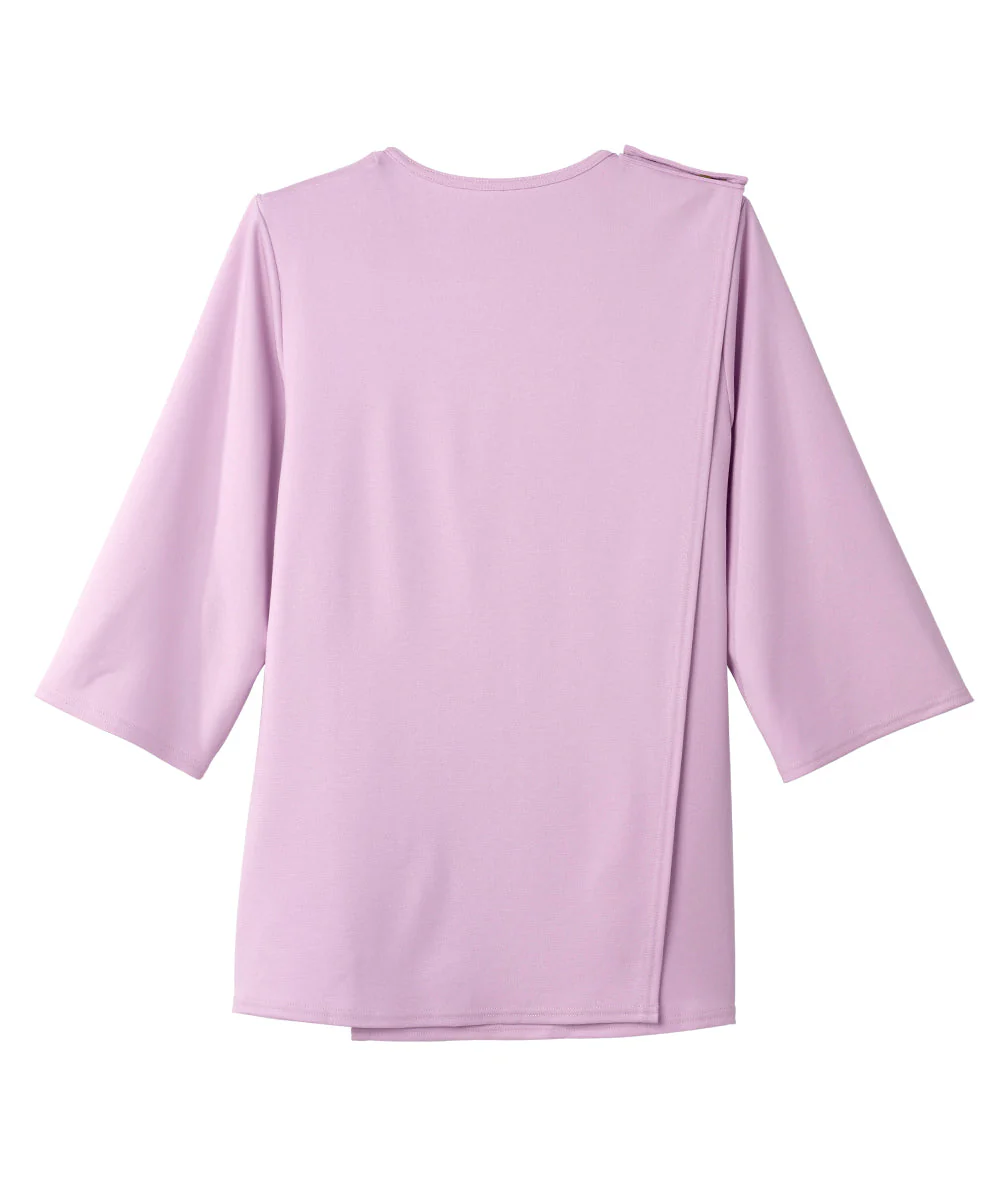 Women's Open Back 3/4 Length Sleeve Top with Embroidery - Image 3