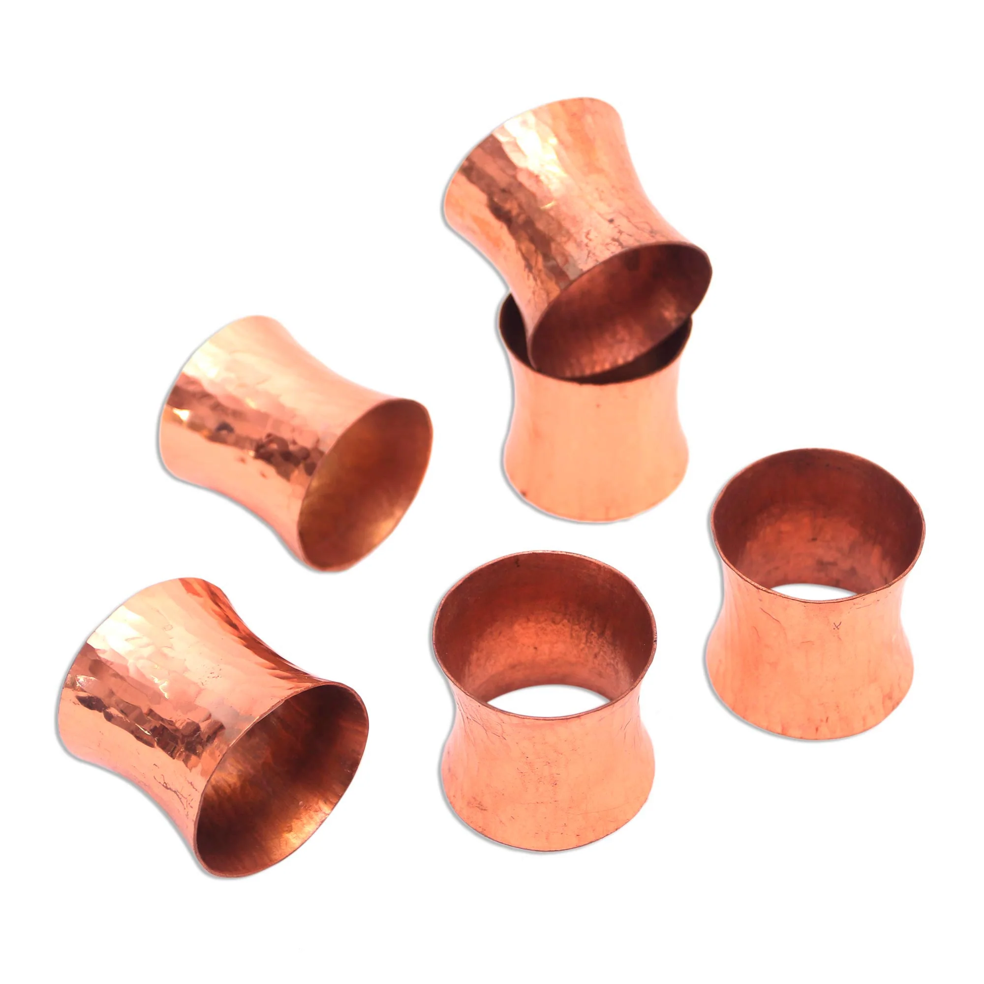 Wonderful Gleam Hammered Copper Napkin Rings from Java (Set of 6) - Image 2