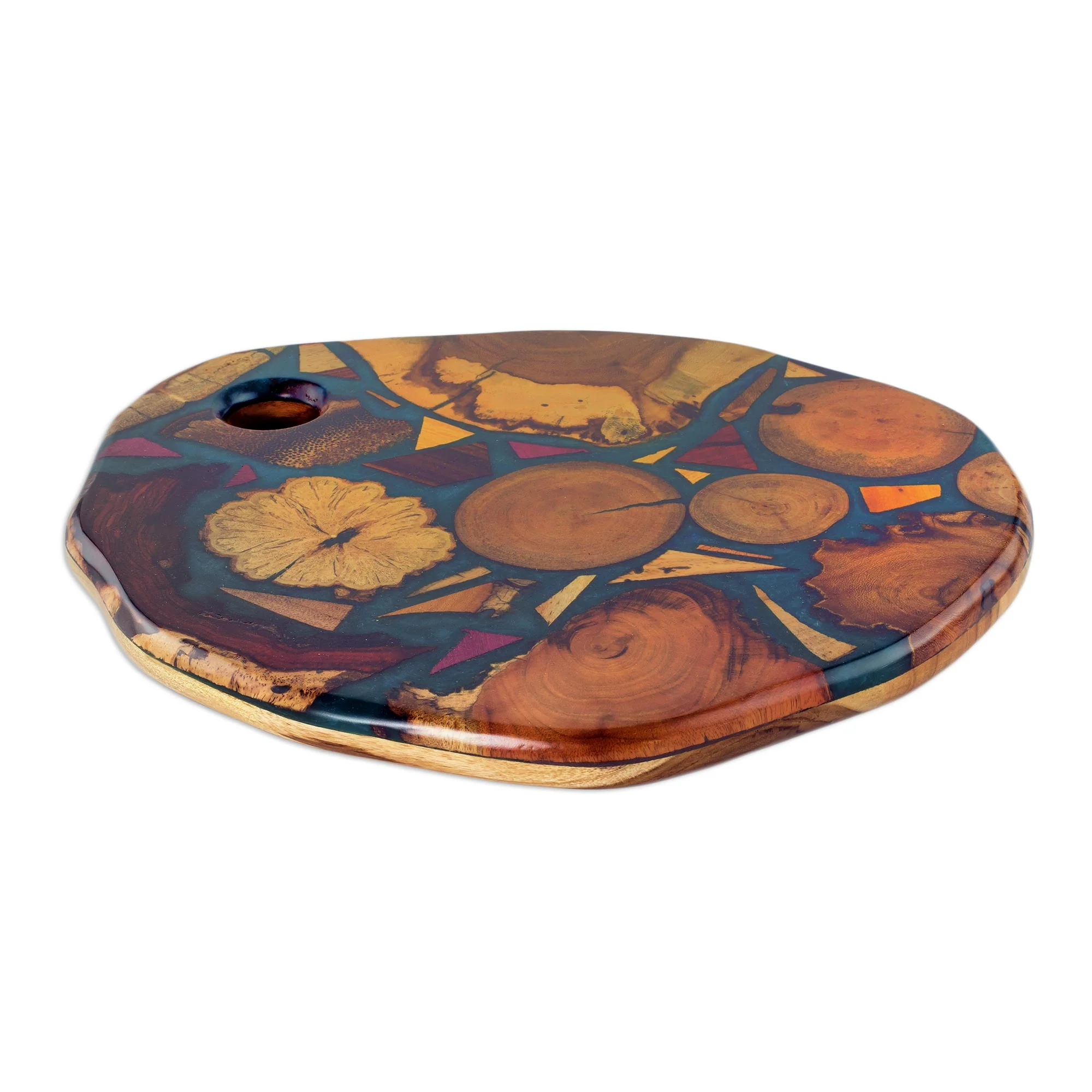 Woodlands in Green Resin-Covered Scrap Wood Trivet - Image 2