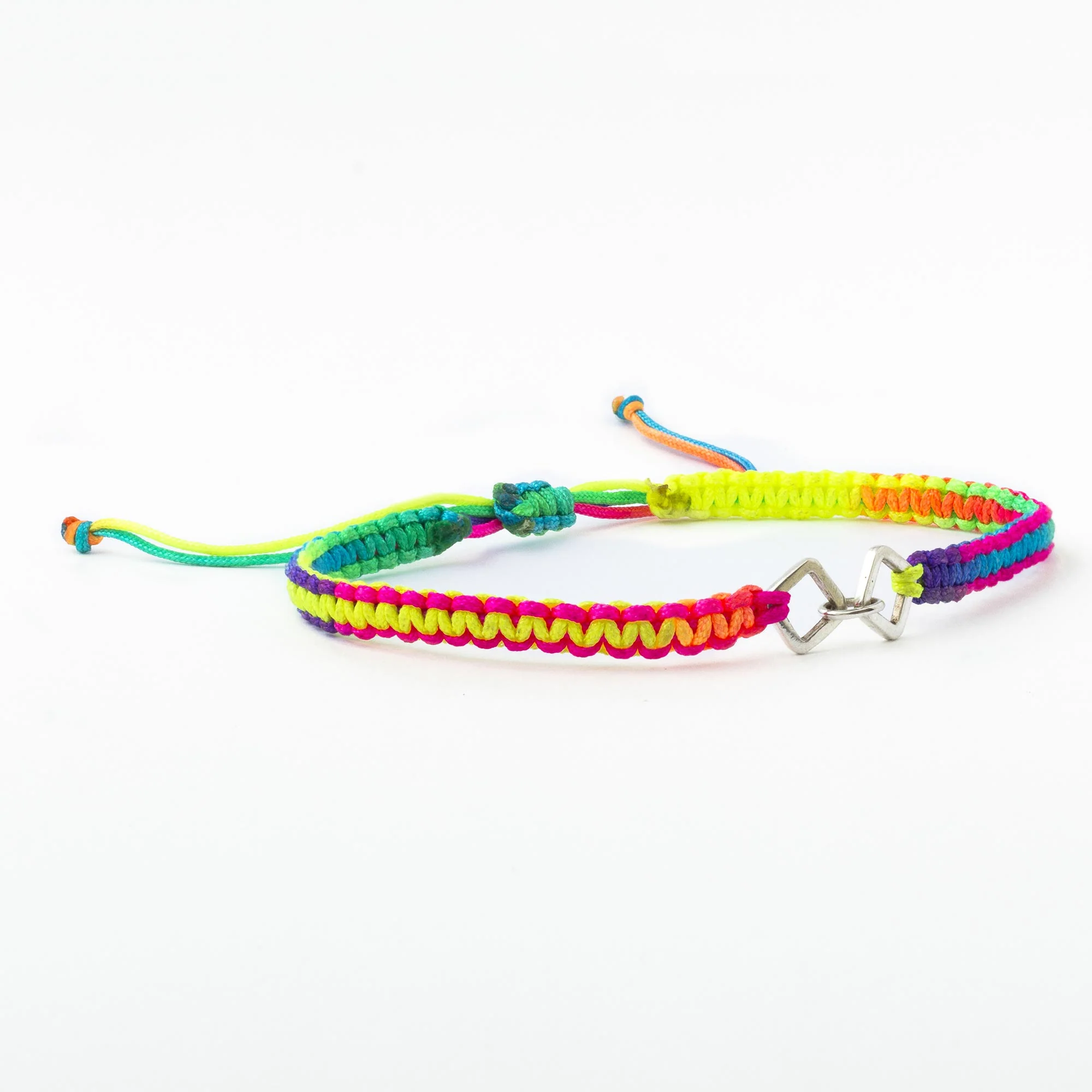 World in Unity Peru Rainbow Macrame Sterling Silver Unity Bracelet - Image 3