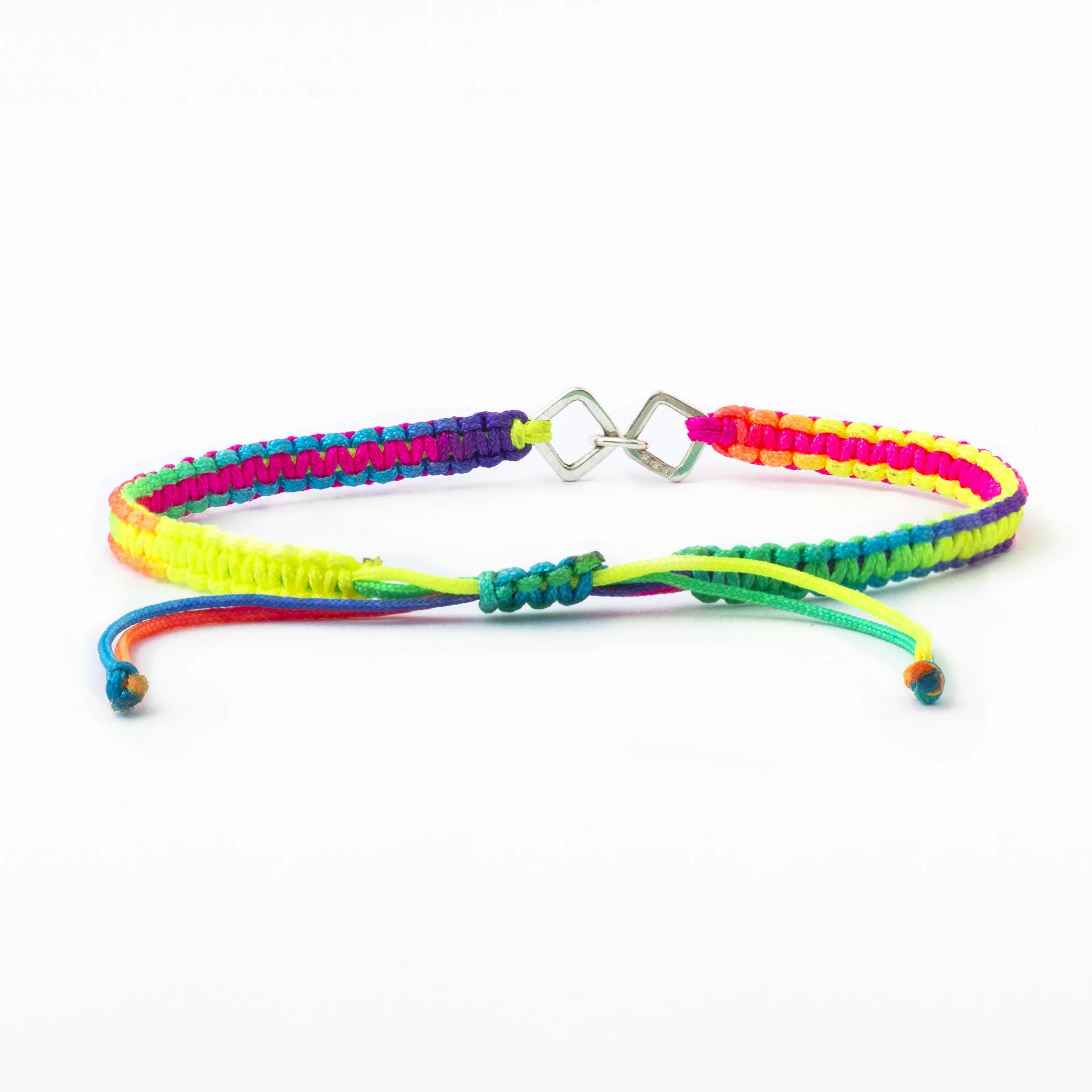 World in Unity Peru Rainbow Macrame Sterling Silver Unity Bracelet - Image 4