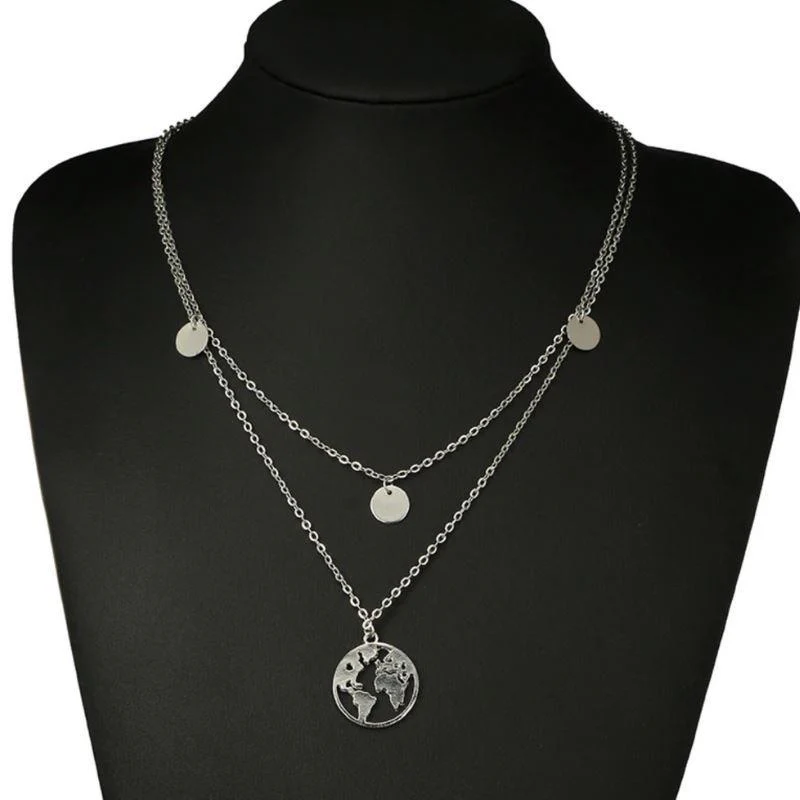 World Map Layering Necklace - Image 3