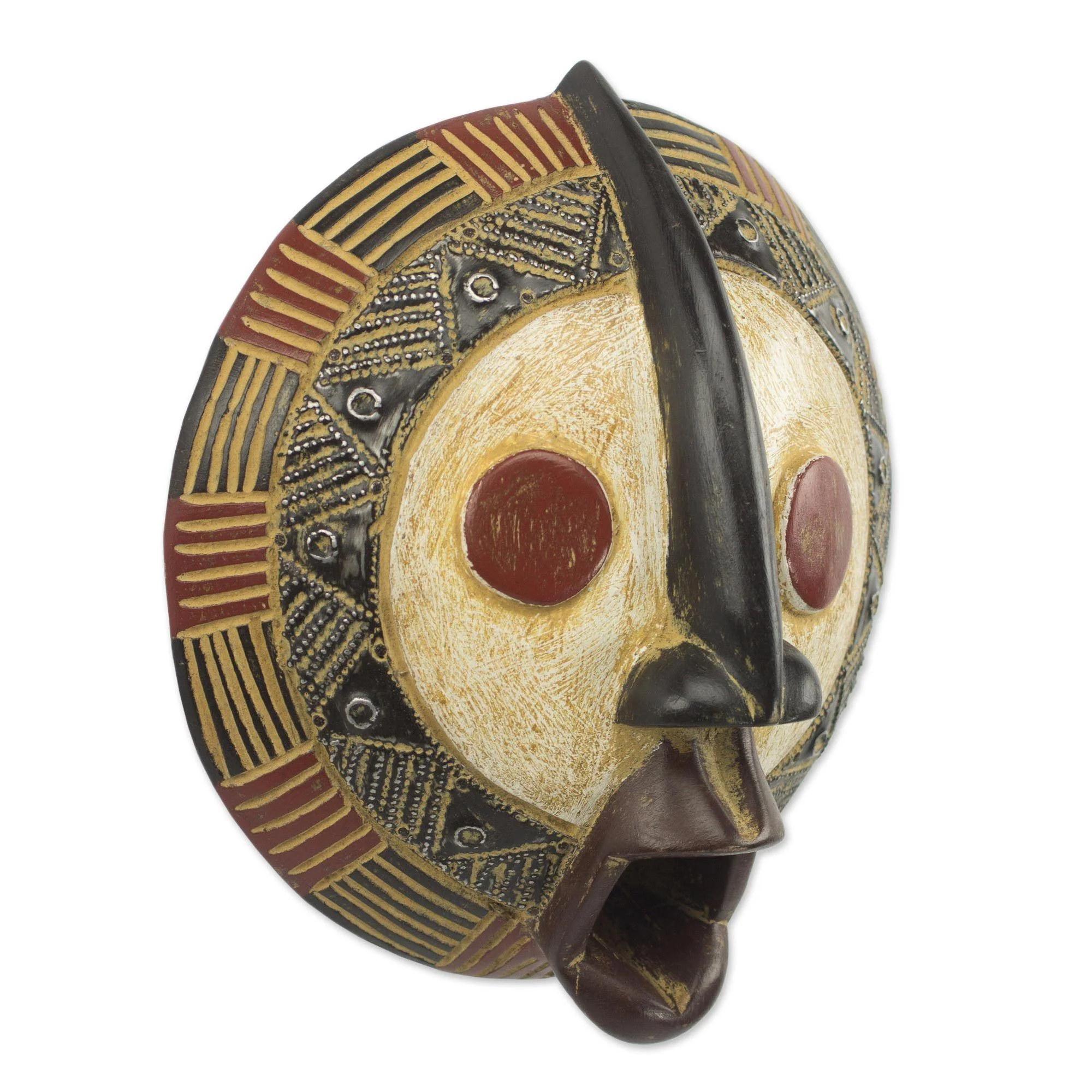 Yeau Handcarved Ghanaian Wall Mask - Image 3