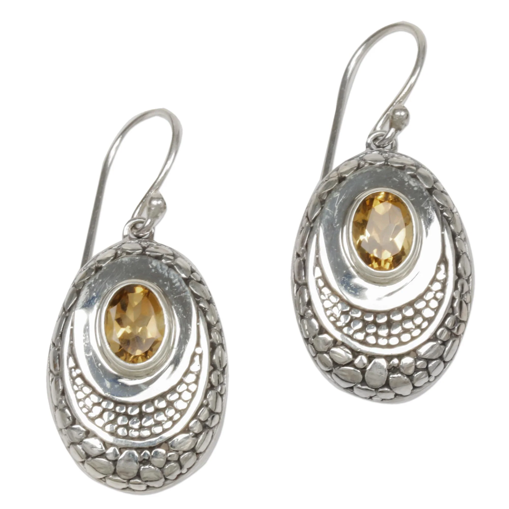 Yellow Brilliance Citrine and Sterling Silver Dangle Earrings from Indonesia - Image 4