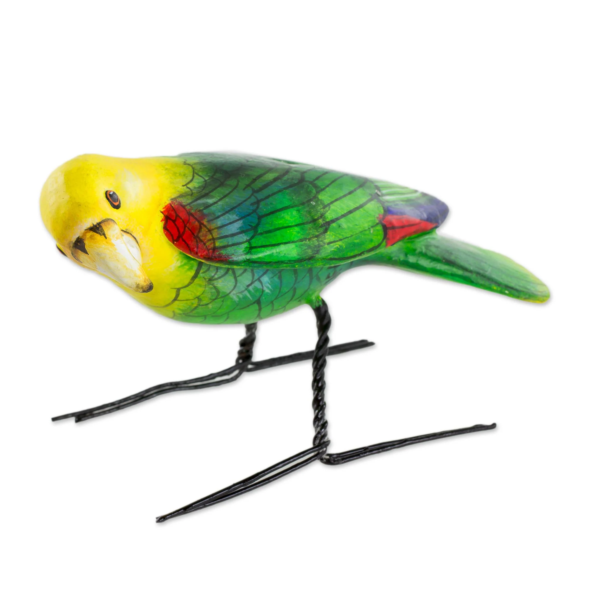 Yellow-Headed Parrot Hand Sculpted Ceramic Yellow Headed Parrot Figurine - Image 2
