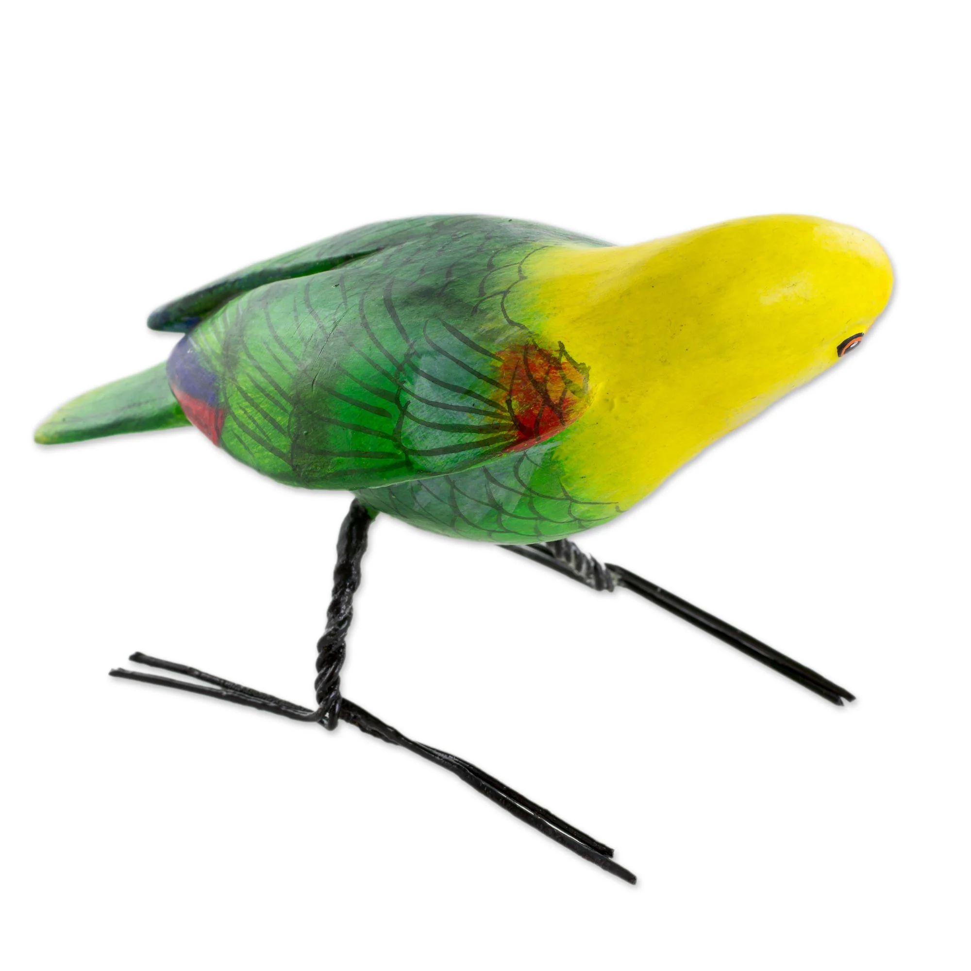 Yellow-Headed Parrot Hand Sculpted Ceramic Yellow Headed Parrot Figurine - Image 4