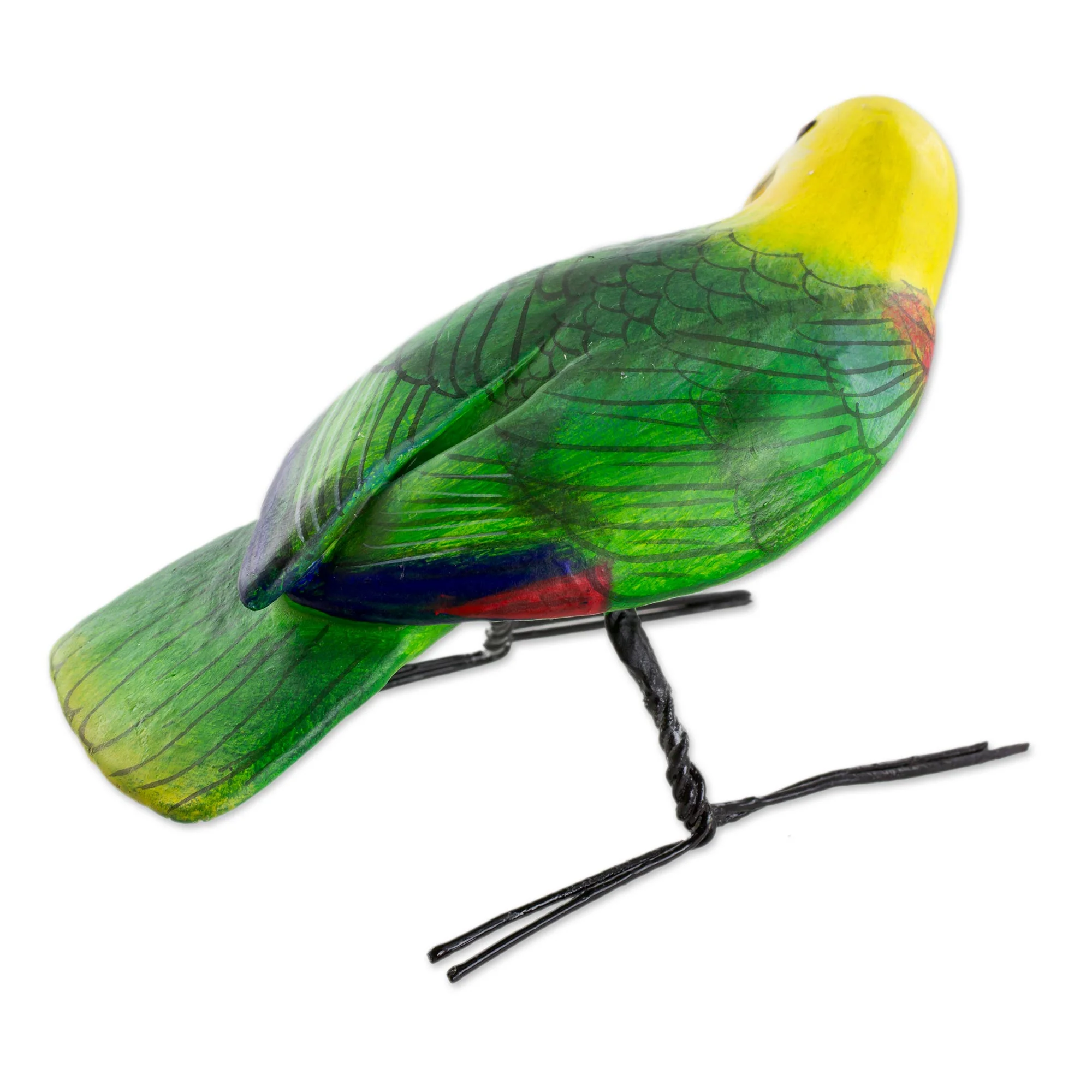 Yellow-Headed Parrot Hand Sculpted Ceramic Yellow Headed Parrot Figurine - Image 5