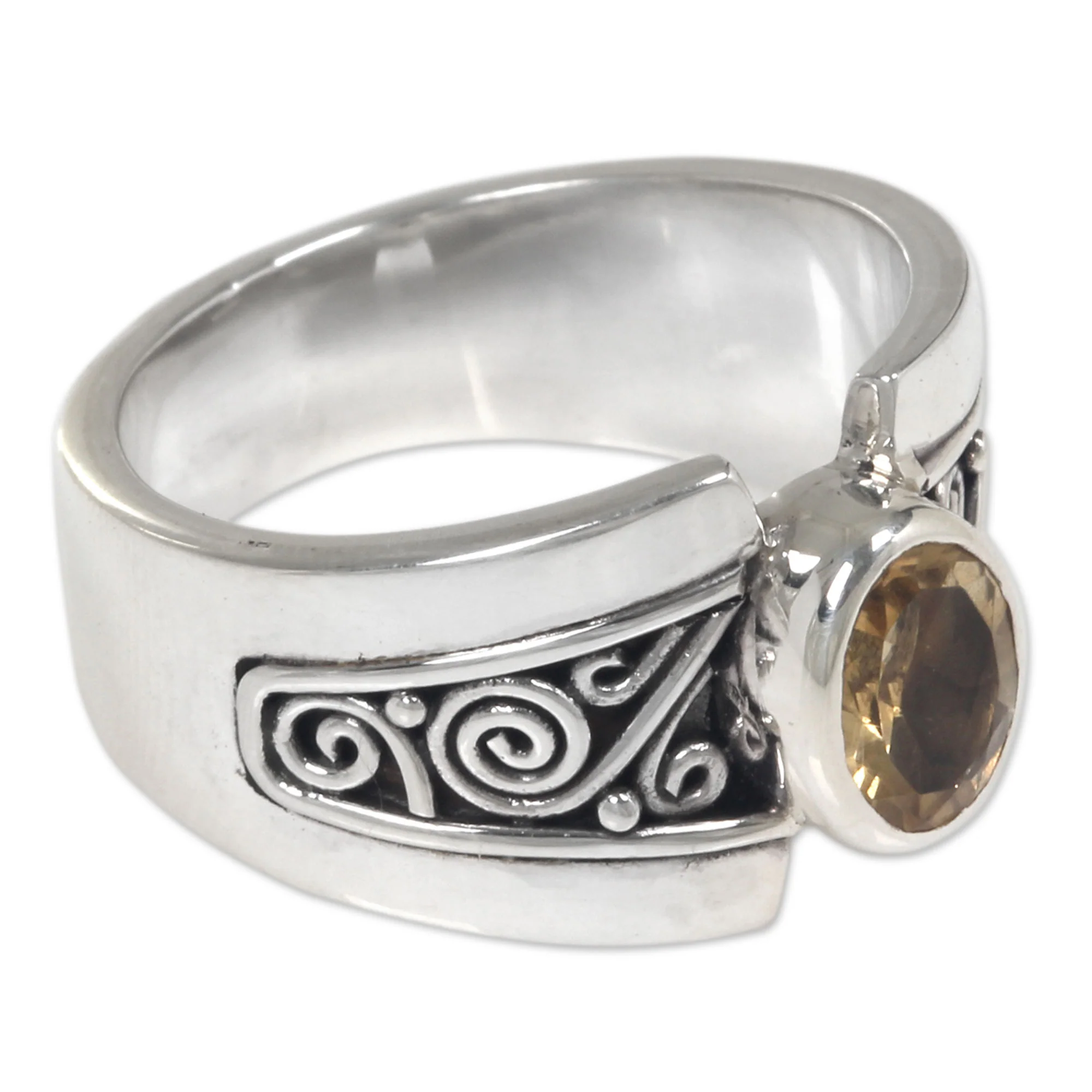 Yellow Karma Silver Citrine Ring - Image 3
