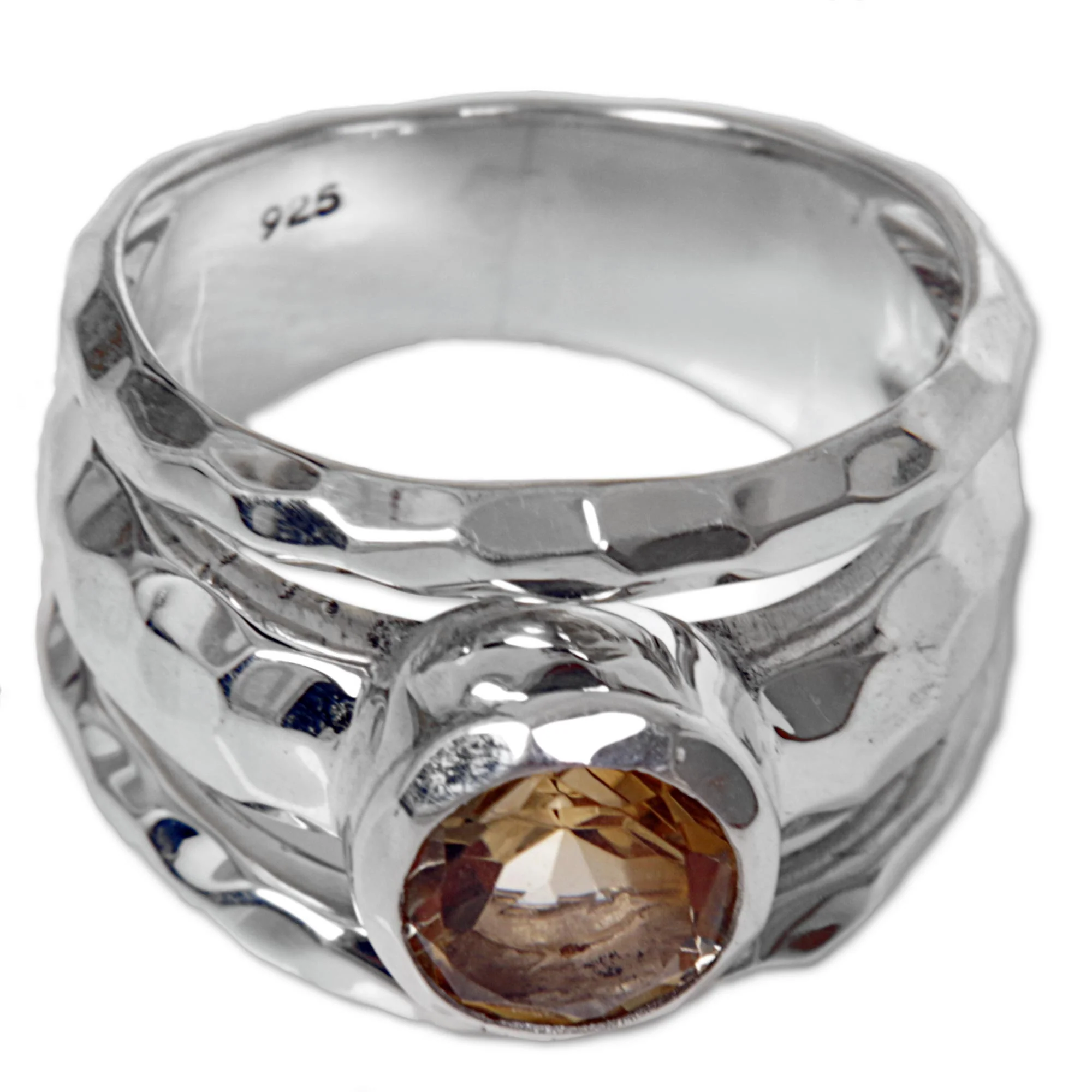 Yellow Mosaic Sterling Silver Yellow Citrine Cocktail Ring from Indonesia - Image 2