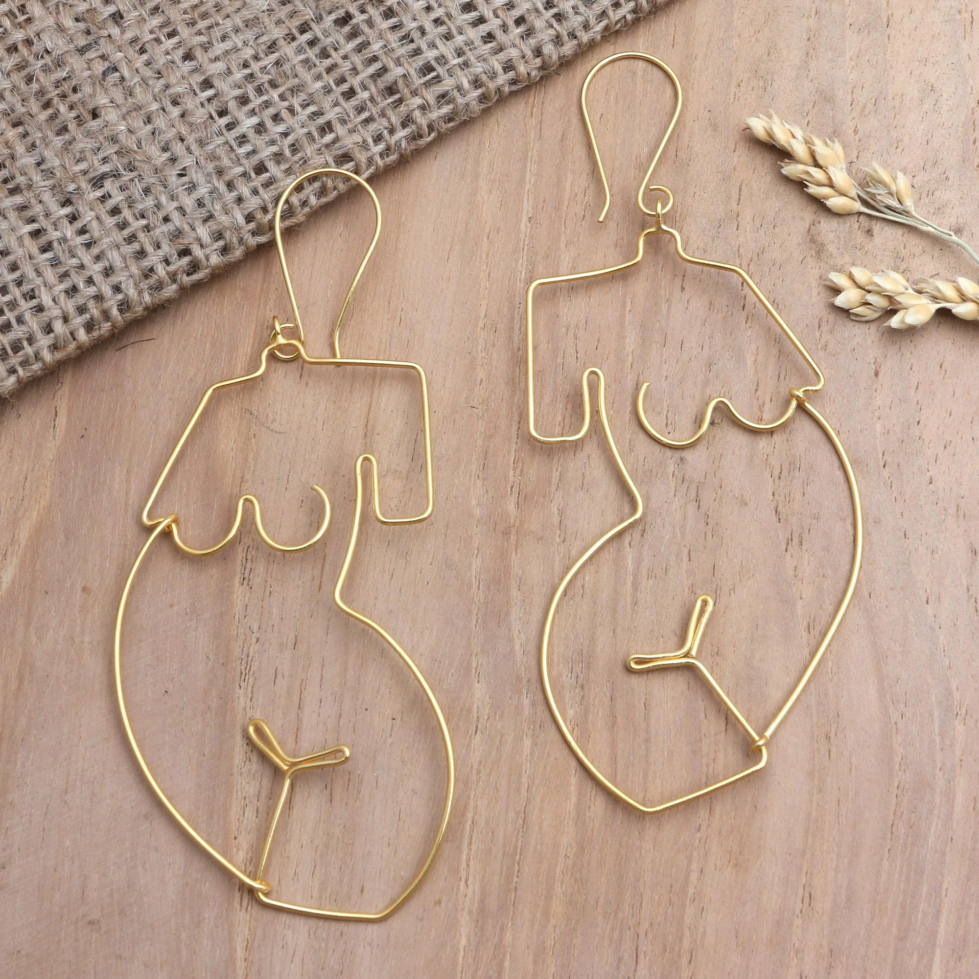 You Are Beautiful Gold-Plated Female Figure Dangle Earrings - Image 3