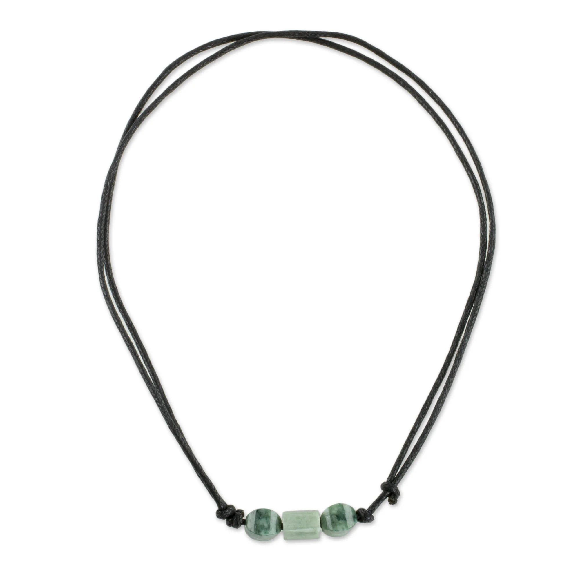 Youthful Love Bicolor Jade Beaded Pendant Necklace from Guatemala - Image 3