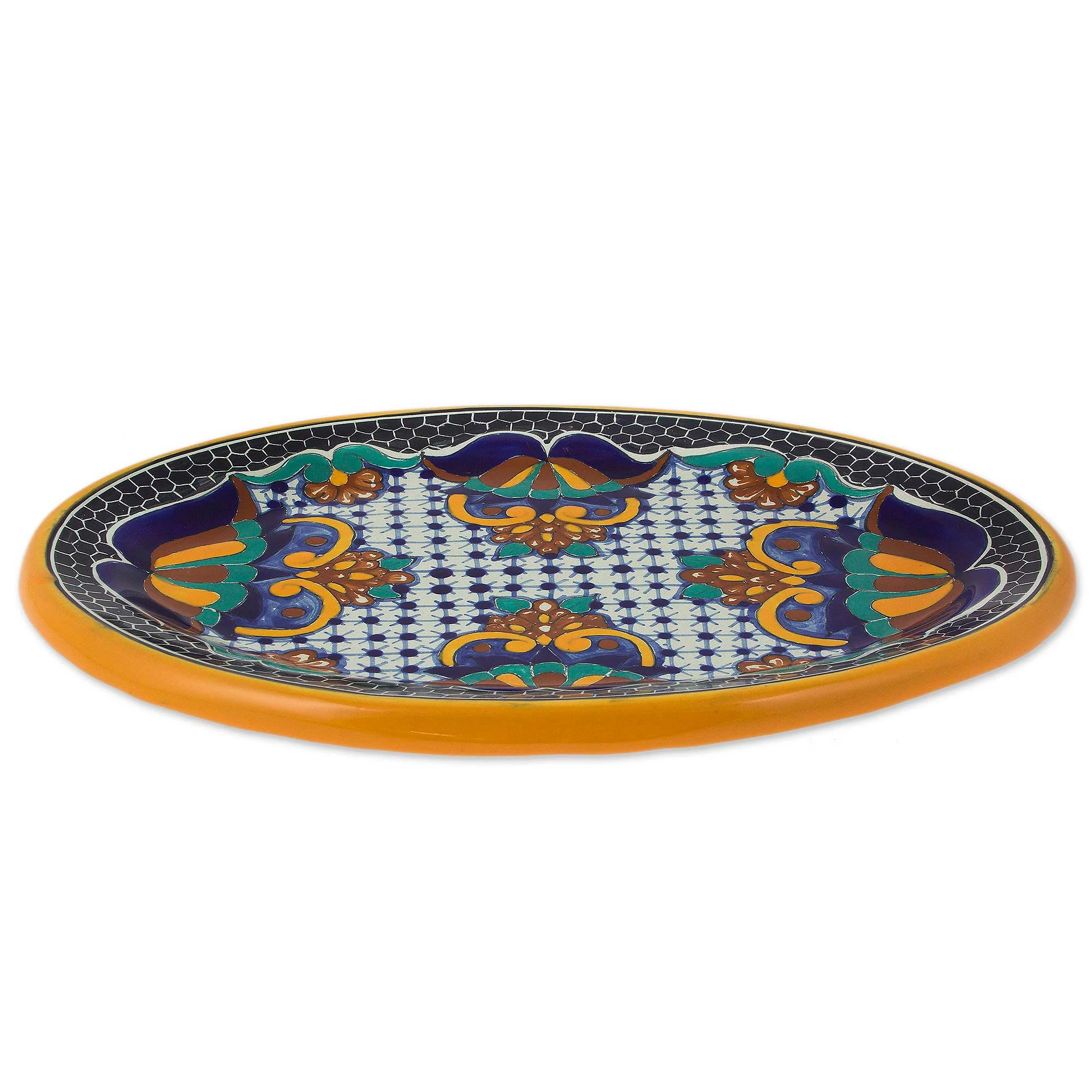 Zacatlan Flowers Artisan Crafted Ceramic 13 Inch Oval Serving Plate - Image 4