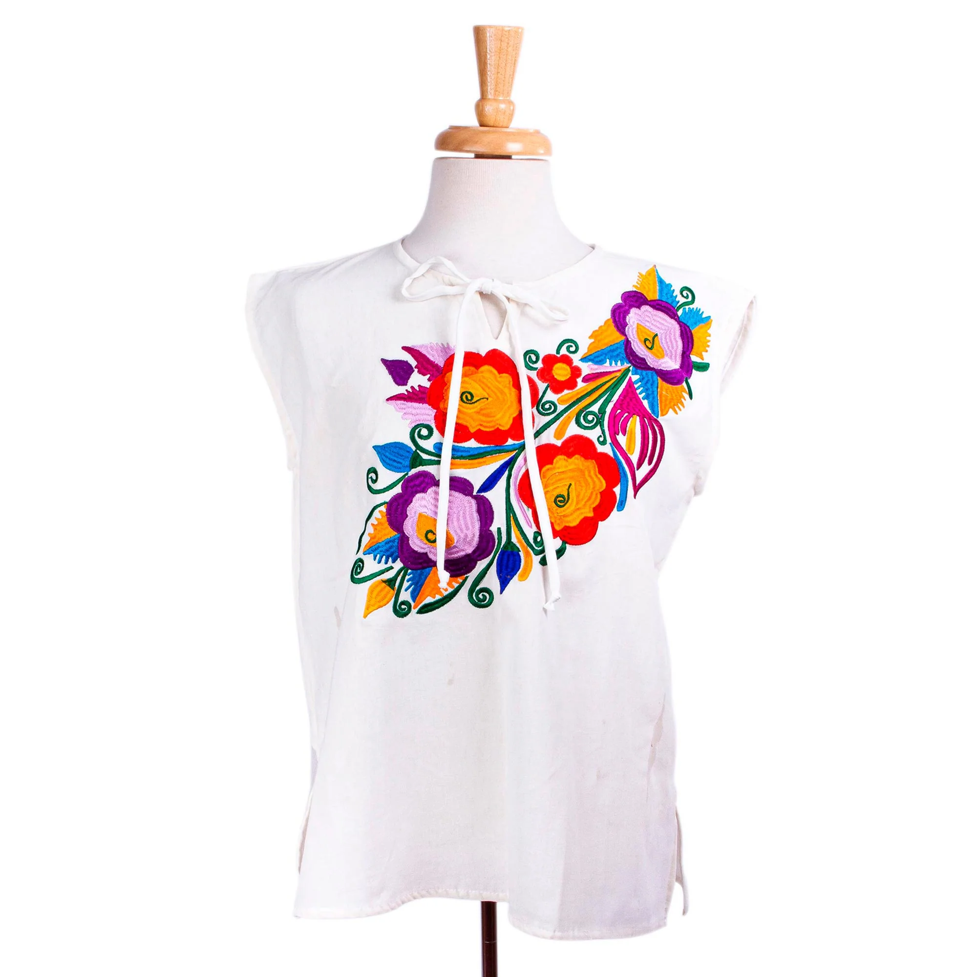 Zapopan Bouquet Multicolored Floral Embroidered Blouse - Image 2