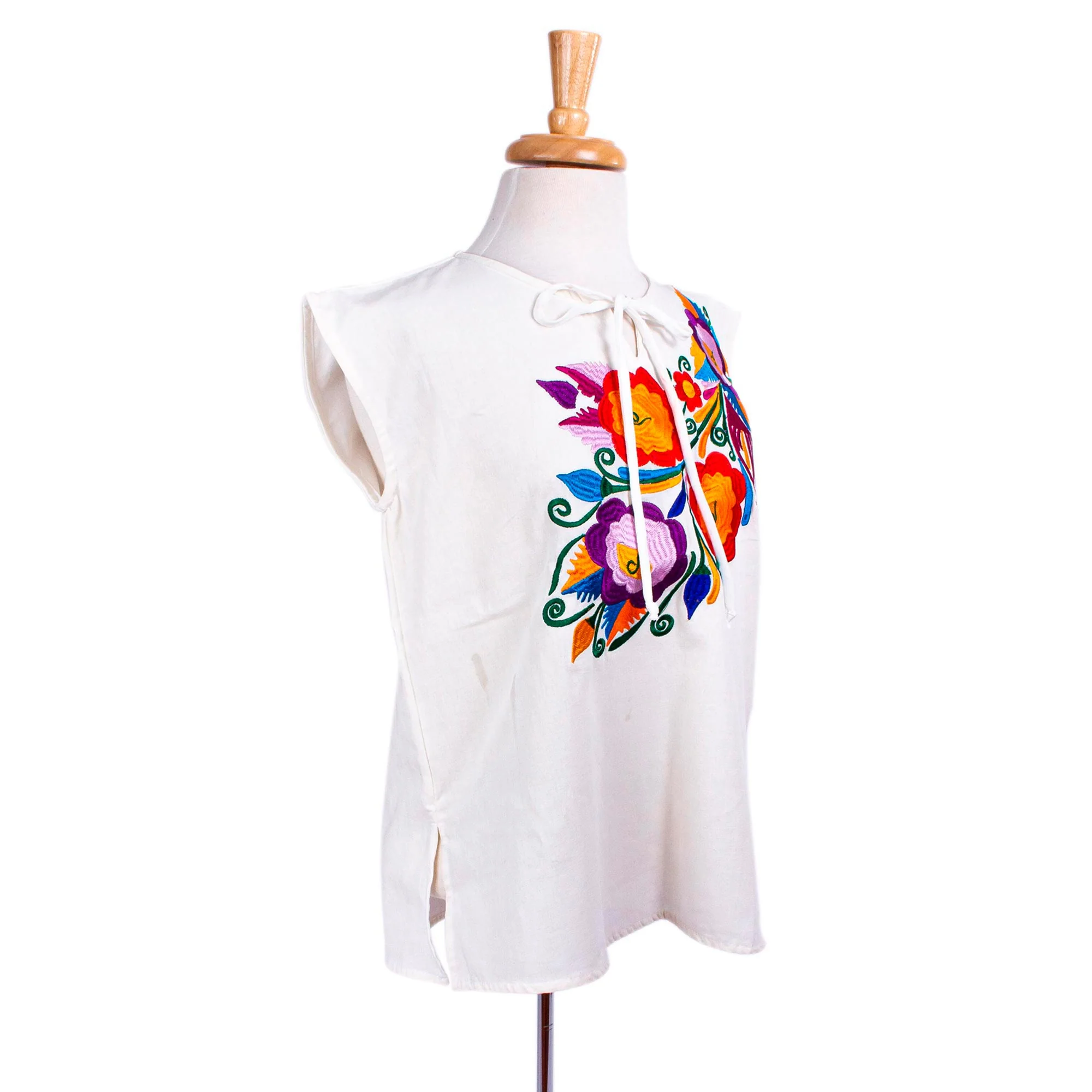 Zapopan Bouquet Multicolored Floral Embroidered Blouse - Image 4