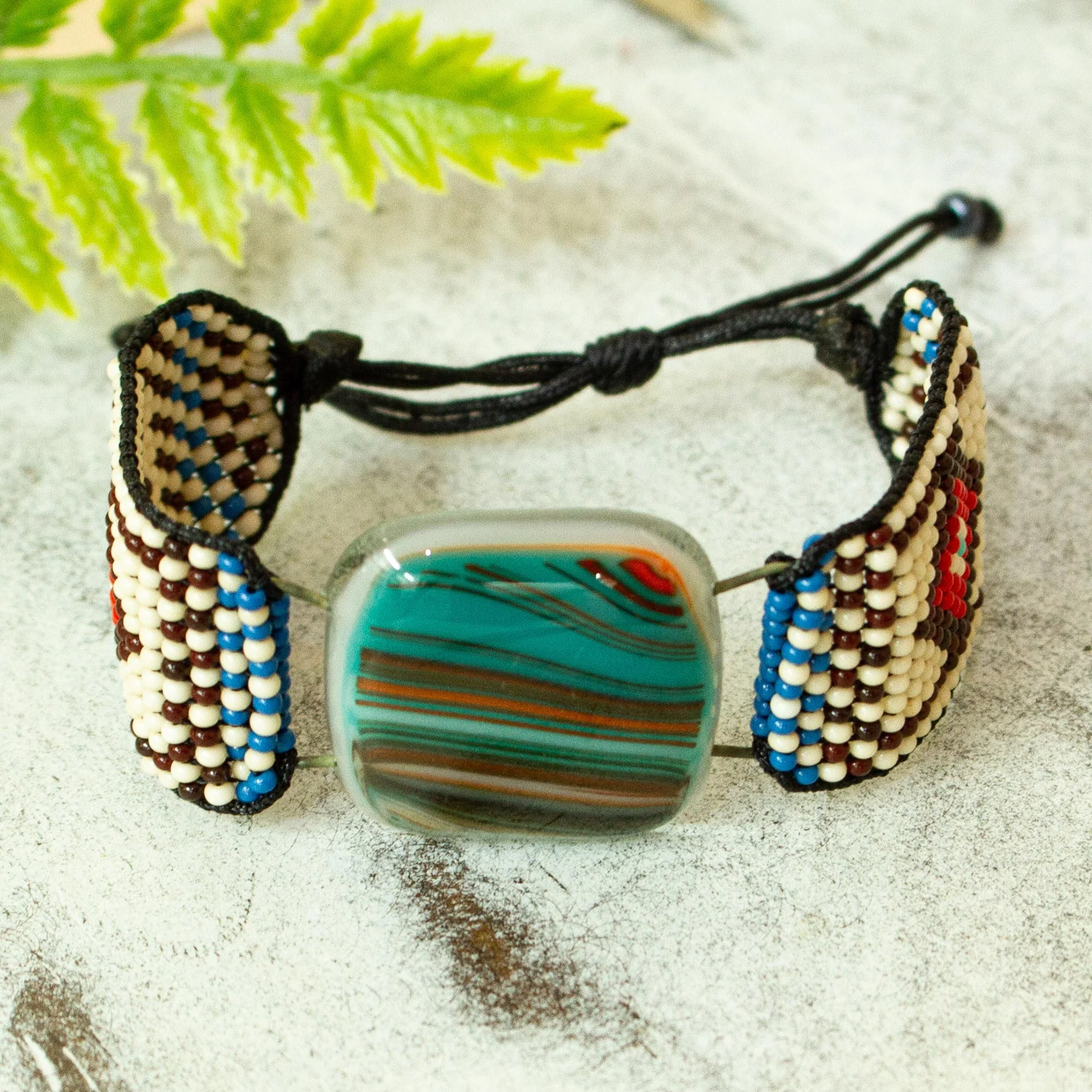 Zapopan Currents Handmade Fused Glass Bracelet - Image 3