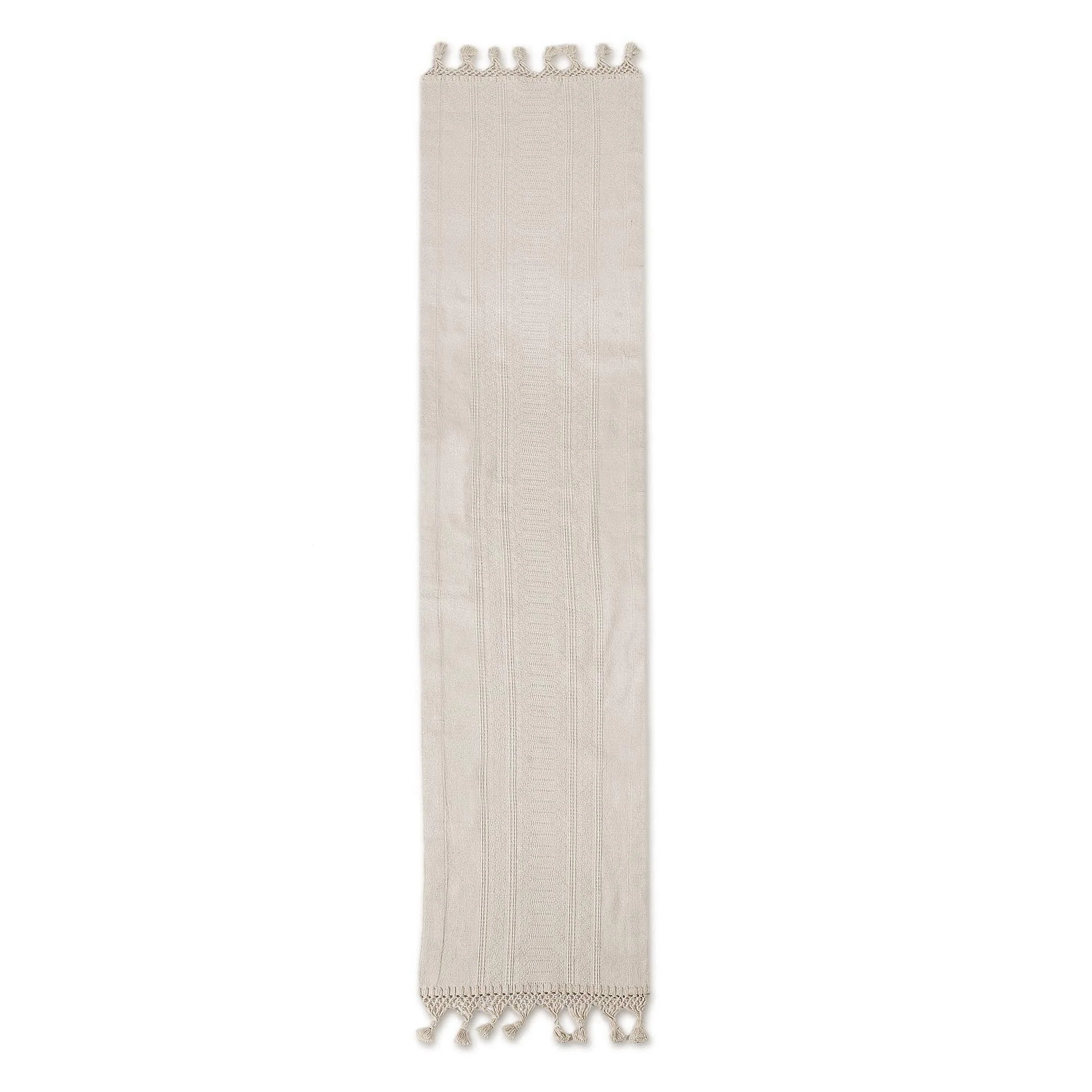 Zapotec Alabaster Handwoven Textured Ivory Cotton Zapotec Table Runner - Image 2