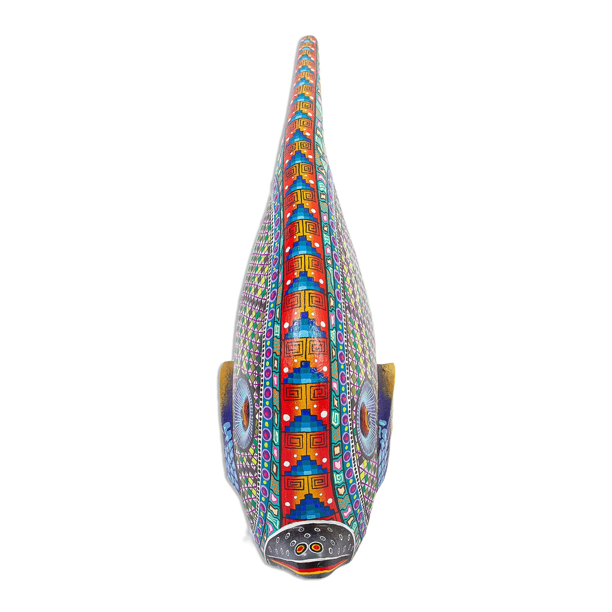 Zapotec Fish 12-inch Hand Carved and Painted Alebrije Fish Sculpture - Image 5