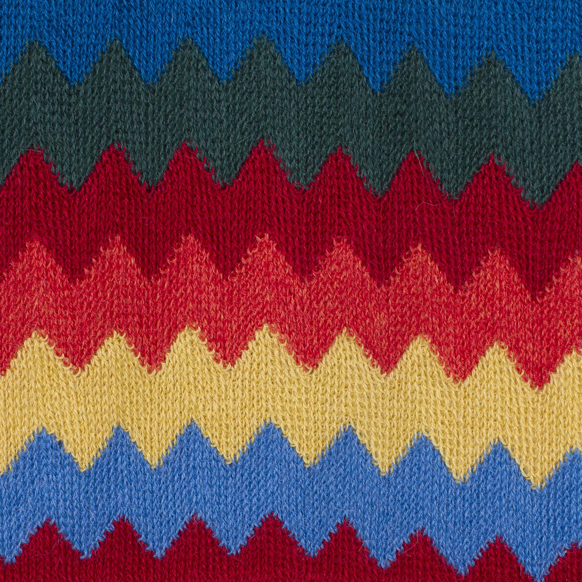 Zigzag Rainbow Multicolored Zigzag Striped Alpaca Blend Scarf from Peru - Image 5